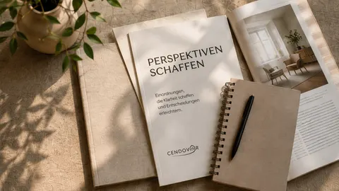 Notizbuch, Stift und ruhige Arbeitsatmosphäre für CENDOVAR Blog-Perspektiven