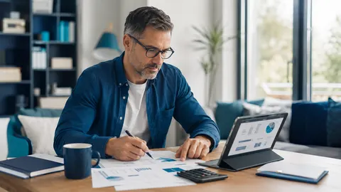 Person plant ihre langfristige Altersvorsorge anhand verschiedener finanzieller Bausteine