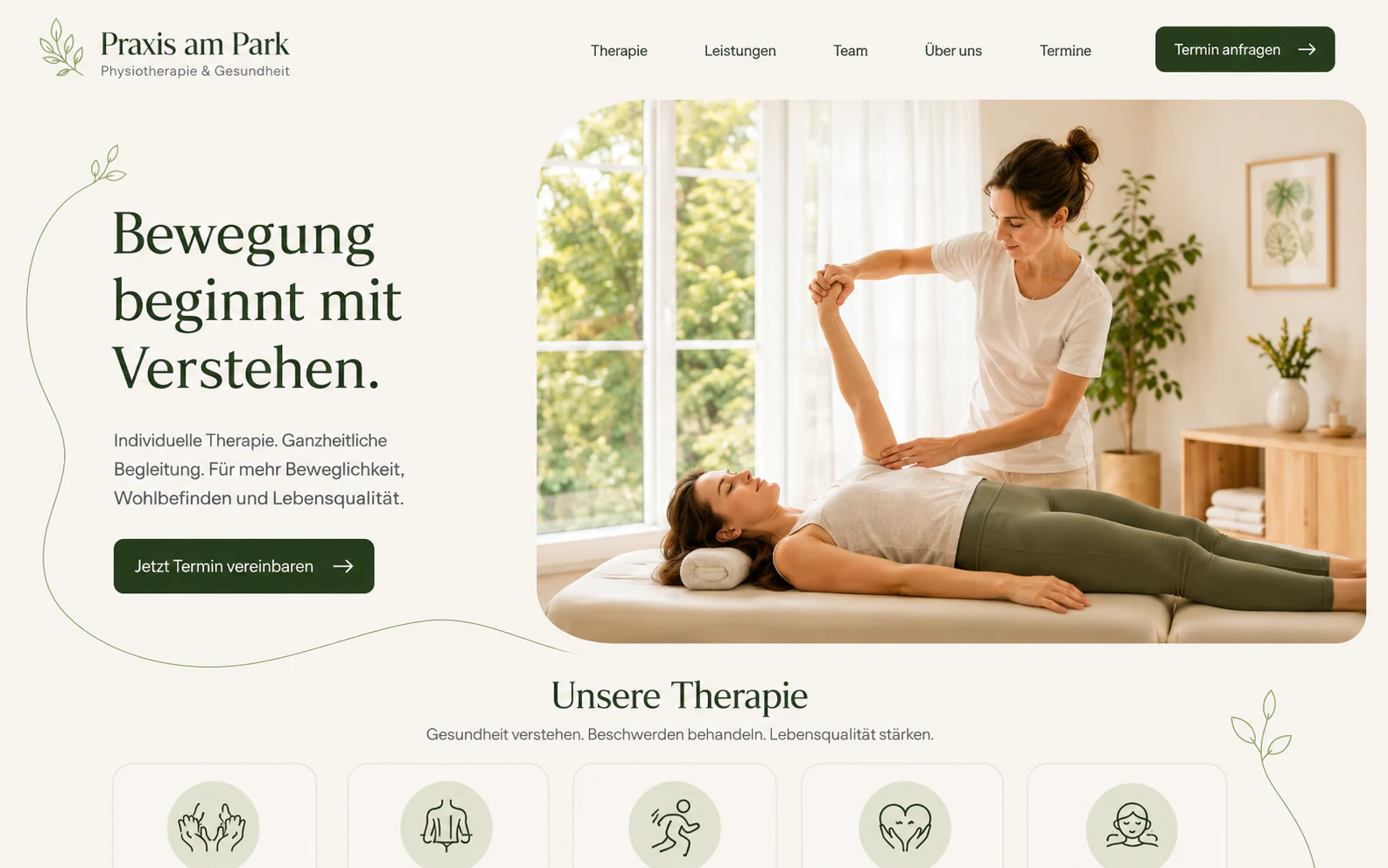 Website-Entwurf für Praxis am Park