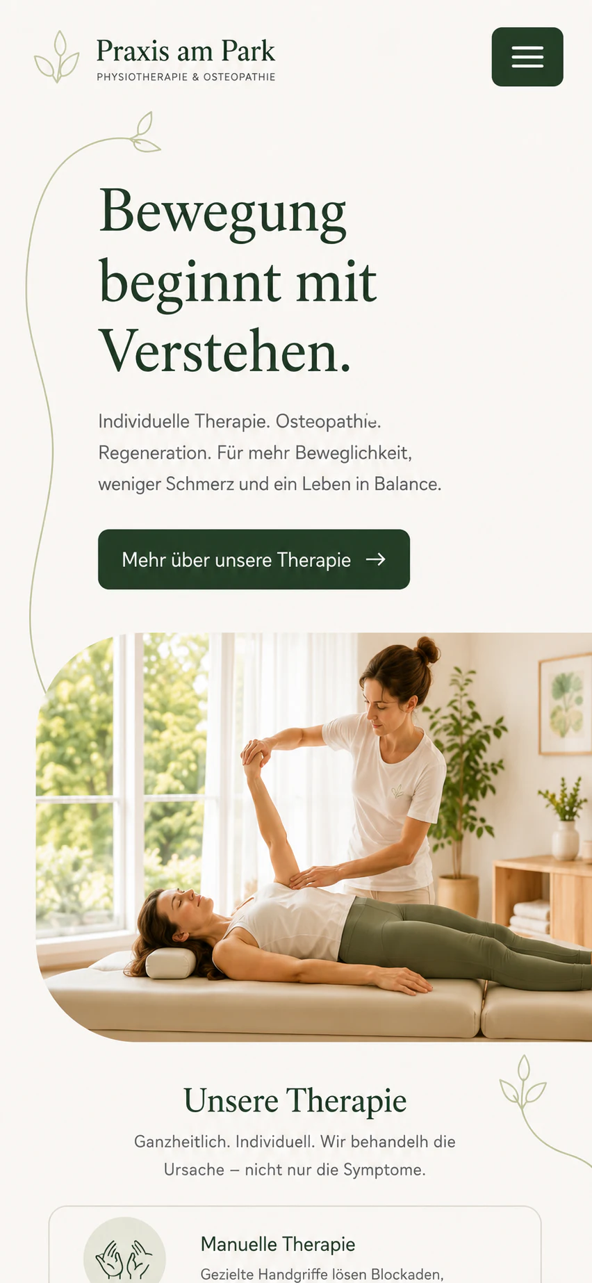 Website-Entwurf für Praxis am Park