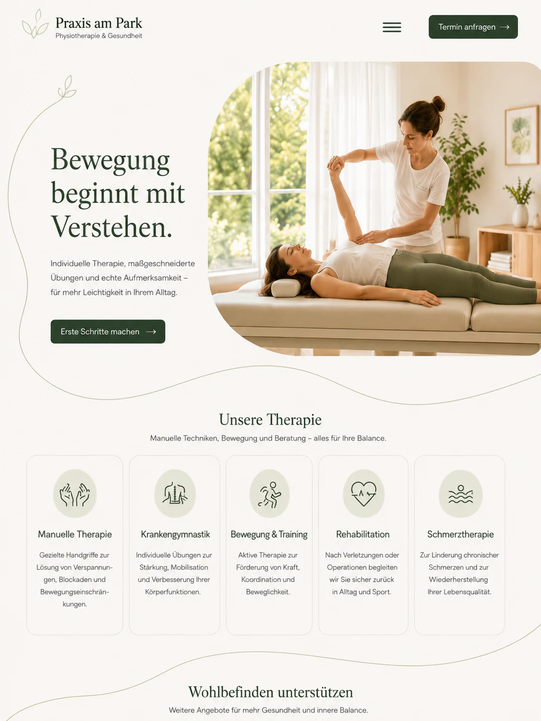 Website-Entwurf für Praxis am Park